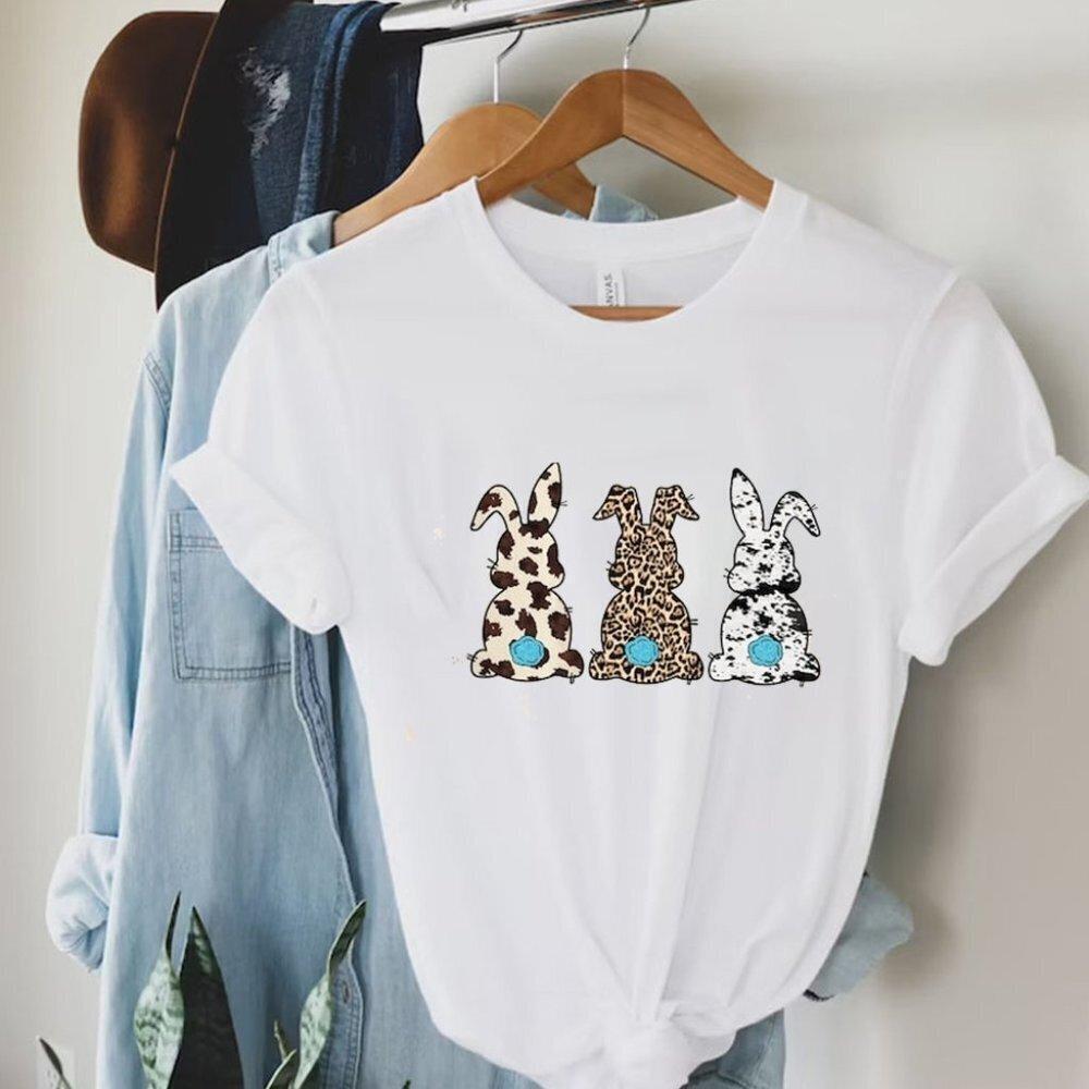 Easter Leopard Print Sublimation Spring Graphic Unisex T-Shirt